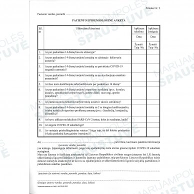 Paciento epidemiologinė anketa