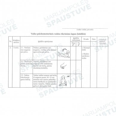 Vaiko psichomotorinės raidos tikrinimo lapas 3-6 mėn.